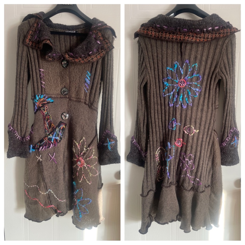 Griffolie Paris Cardigan Duster Boho Whimsigoth Fairycore 2 Brown
